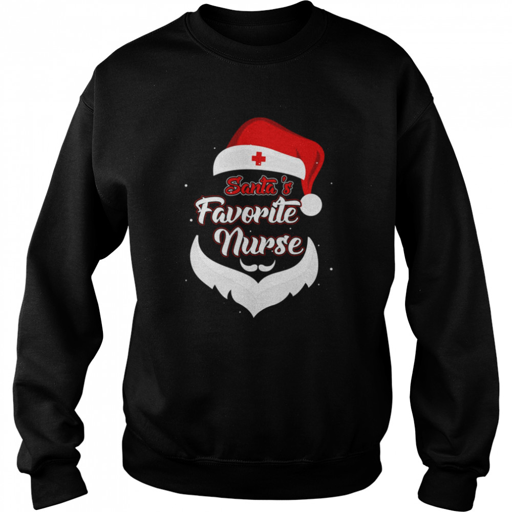 Santa’s Favorite Nurse Funny Nurse Christmas T- Unisex Sweatshirt