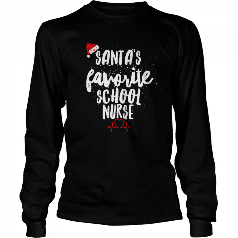 Santa’s Favorite Nursing School Nurse Christmas T- Long Sleeved T-shirt