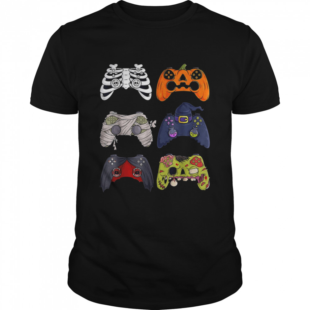 Skeleton Zombie Gaming Controllers Mummy Halloween Game Love T- Classic Men's T-shirt