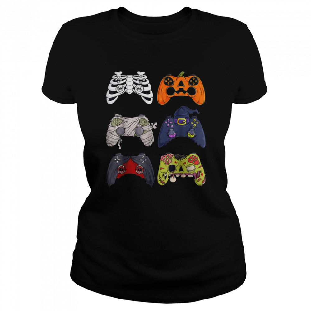Skeleton Zombie Gaming Controllers Mummy Halloween Game Love T- Classic Women's T-shirt