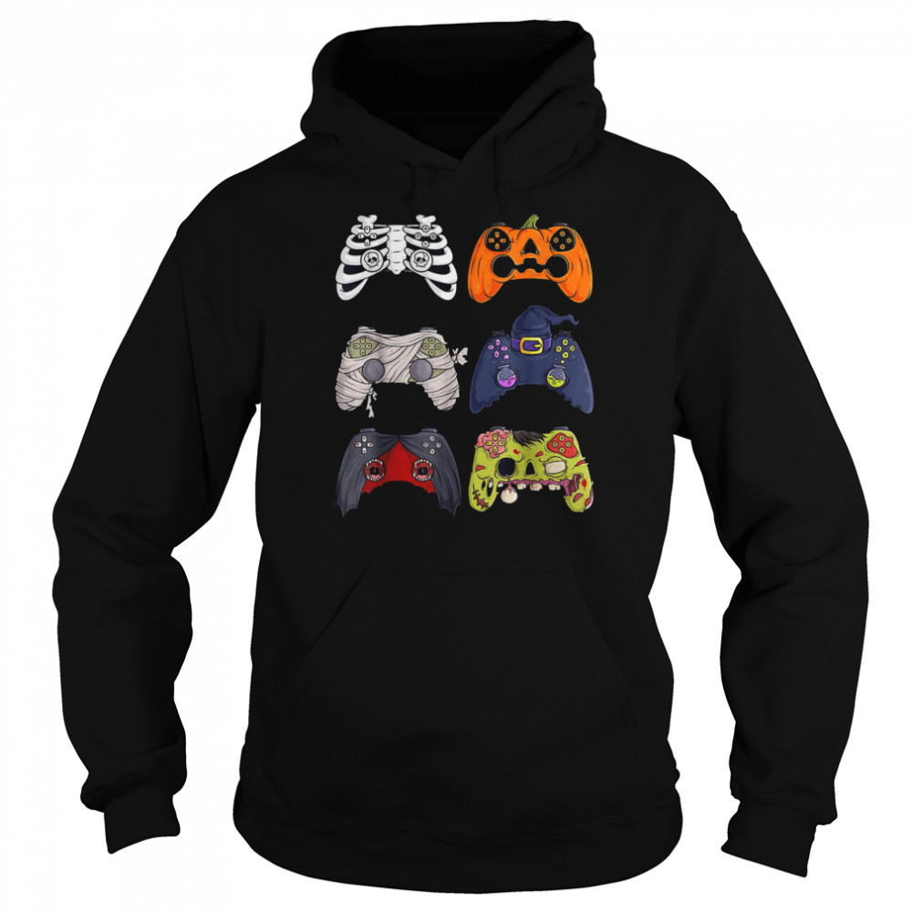 Skeleton Zombie Gaming Controllers Mummy Halloween Game Love T- Unisex Hoodie
