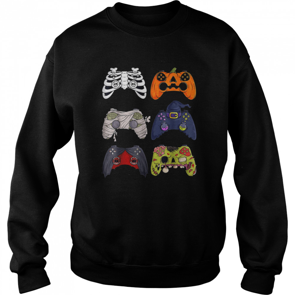 Skeleton Zombie Gaming Controllers Mummy Halloween Game Love T- Unisex Sweatshirt