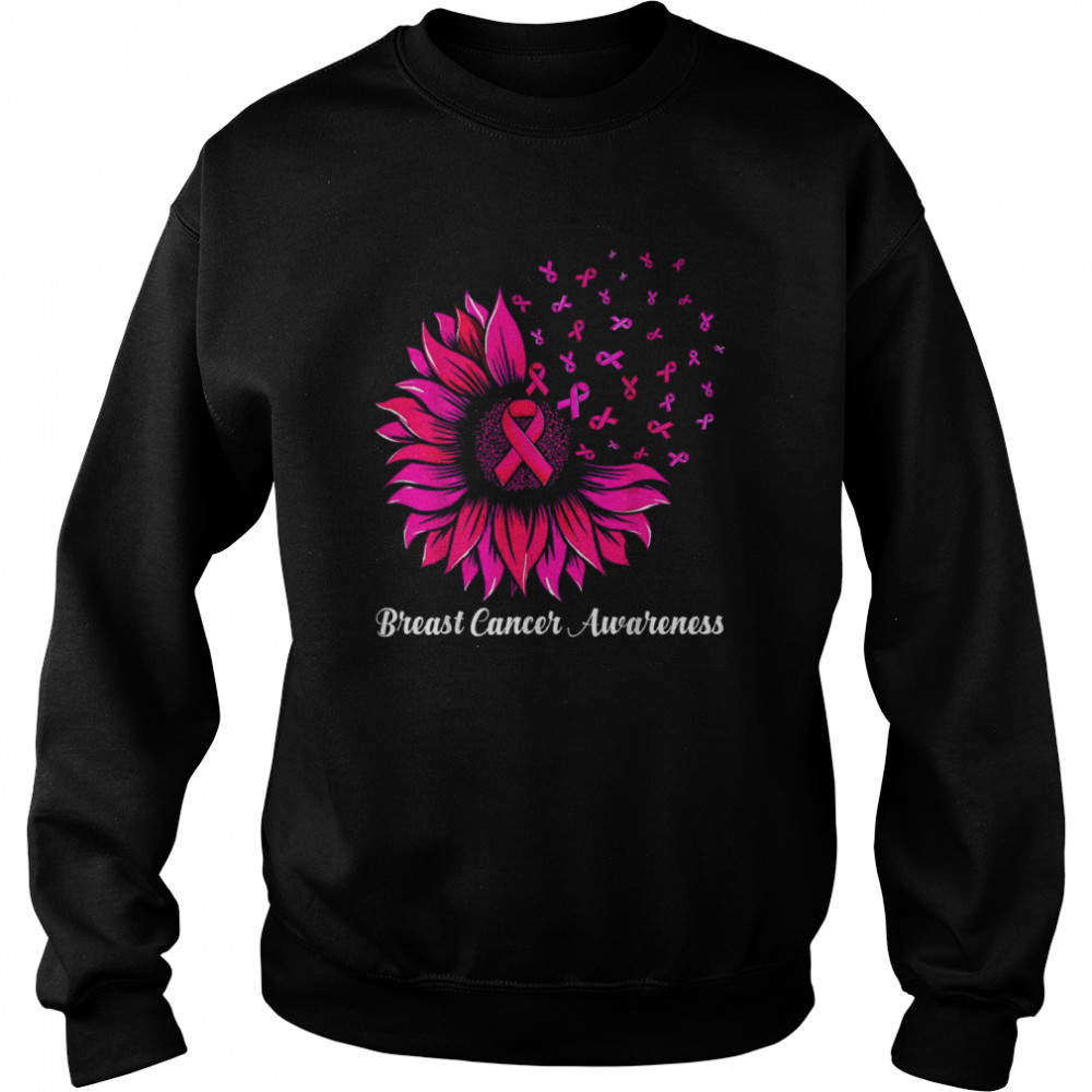Sunflower Wear Pink Breast Cancer Awareness Women Warrior T- Unisex Sweatshirt
