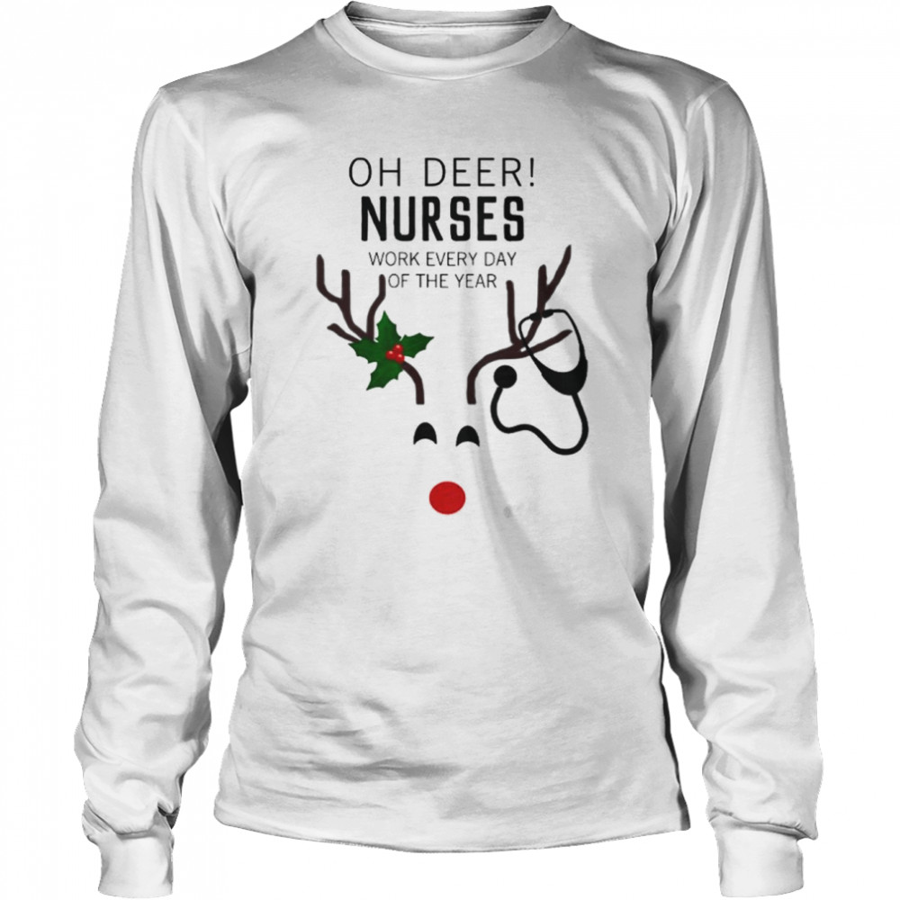 t Oh Deer Nurses Christmas T-Shir Long Sleeved T-shirt