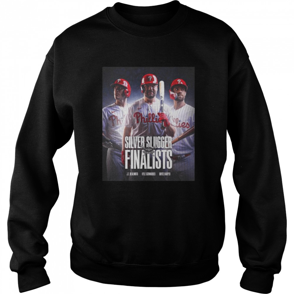 Philadelphia Phillies J T Realmuto Kyle Schwarber And Bryce Harper 2022  Silver Slugger Award Finalists Unisex T-Shirt - REVER LAVIE