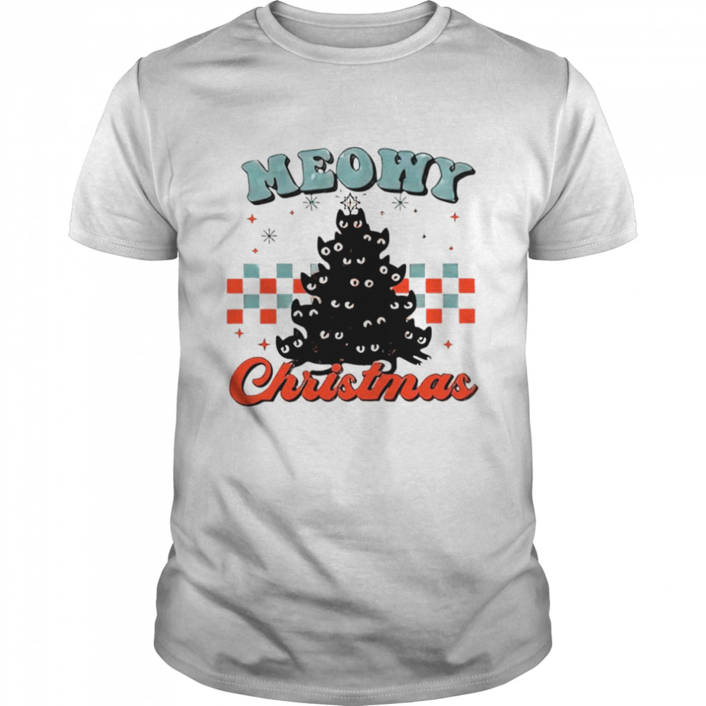 Meowy Christmas Cat tree shirt