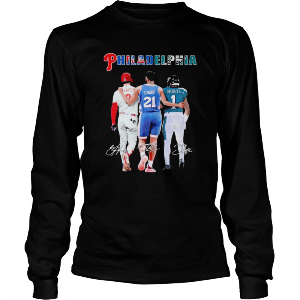 Official 2022 Bryce harper and jalen hurts philadelphia sport teams  signatures t-shirt, hoodie, sweater and long sleeve