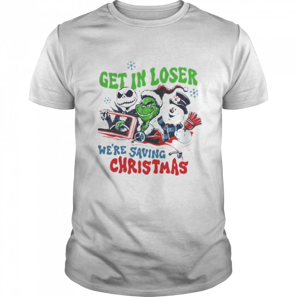 Grinch Jack Skellington get in loser we’re saving Christmas sweater