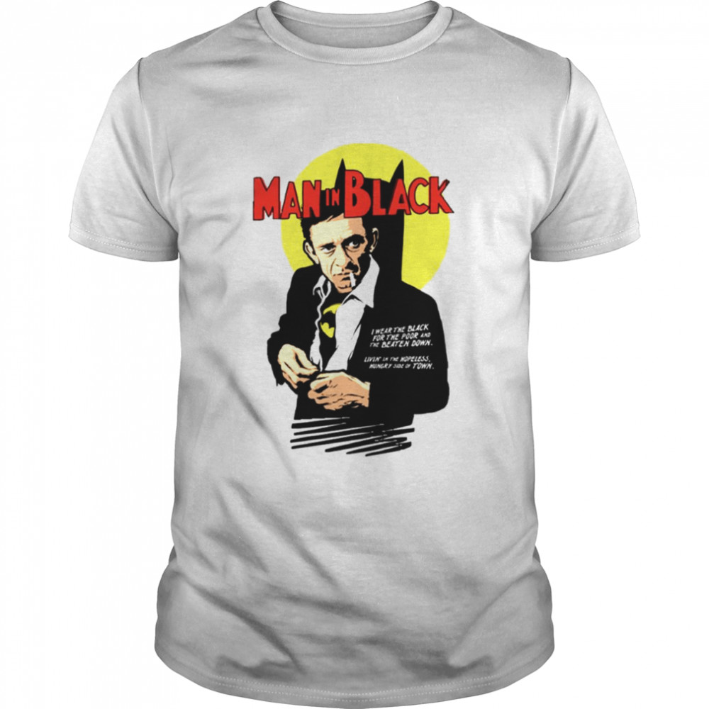 Johnny Cash Cartoon Design Man In Black shirt