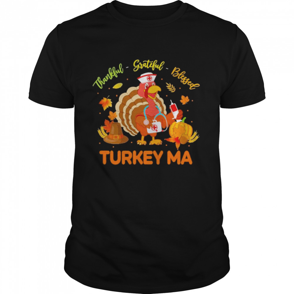 Thankful Grateful Blessed Turkey MA shirt Classic Men's T-shirt