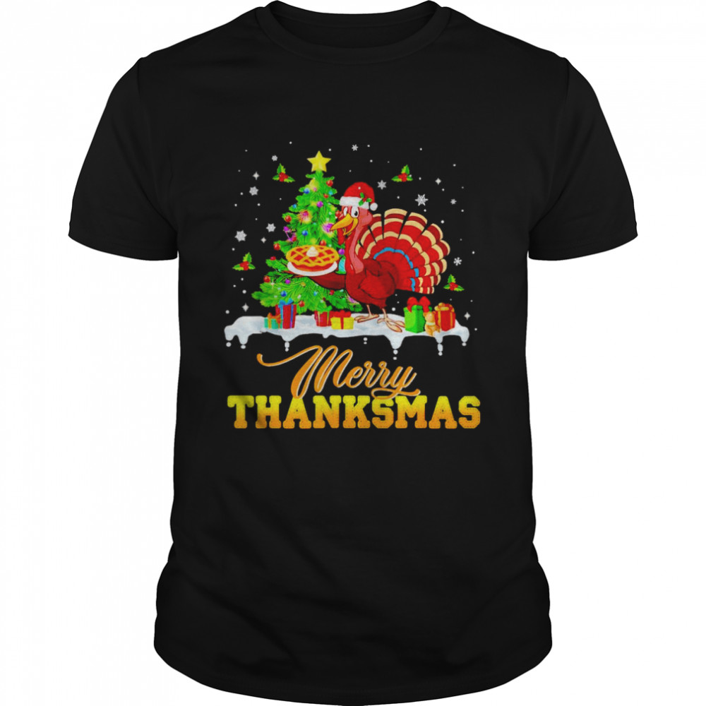 Turkey santa merry thanksmas Christmas shirt