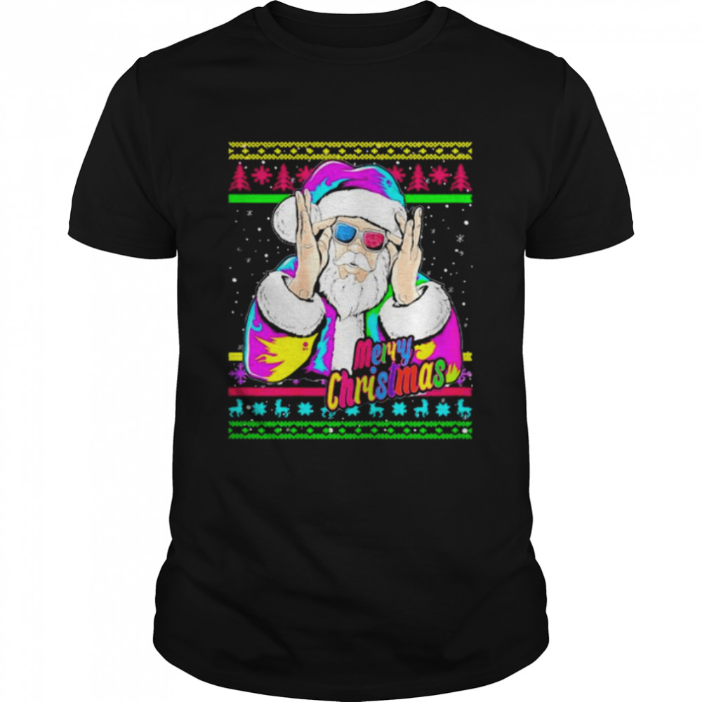 merry Christmas Santa DJ 90s fancy dress shirt