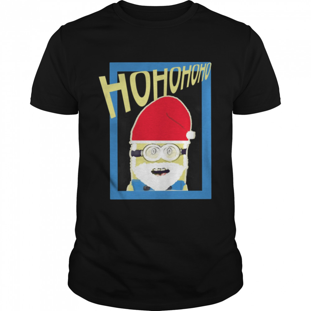 Minion Wearing Santa Claus Hat Ho Ho Ho shirt