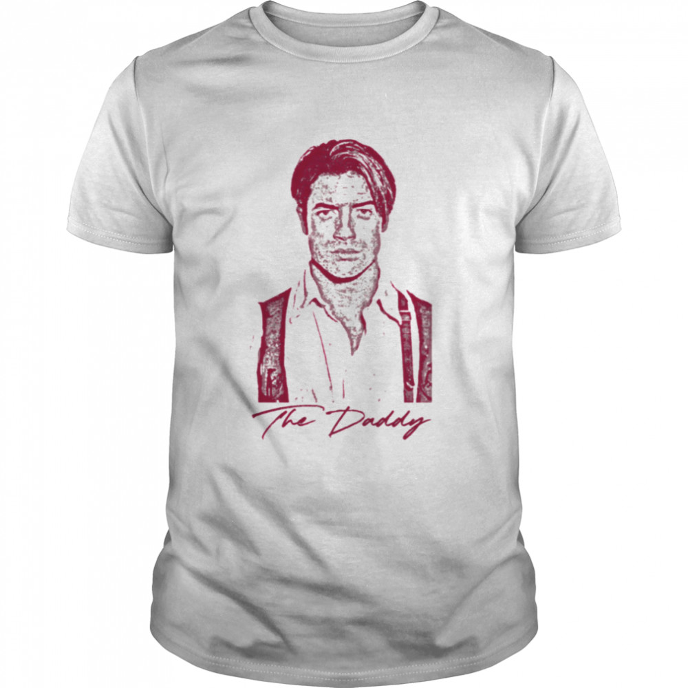 Red Distressed Design Brendan Fraser Portrait Actor shirt