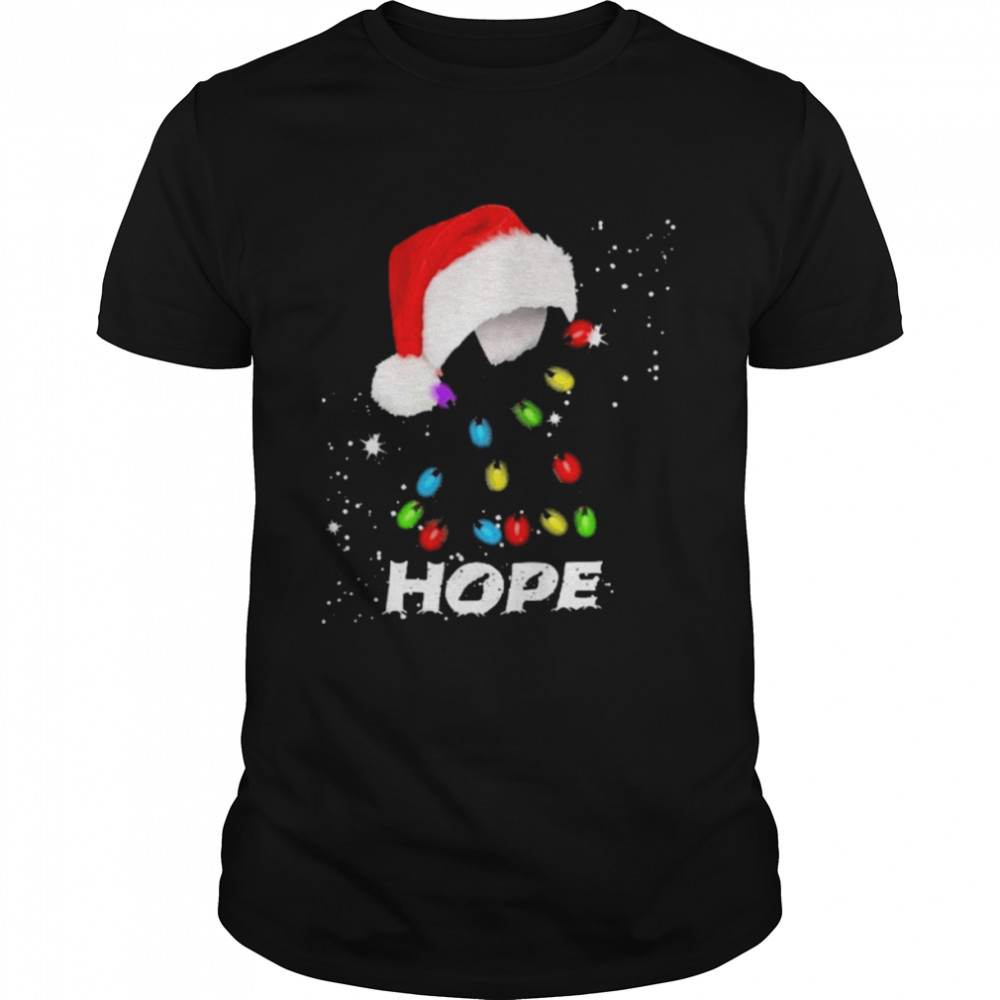 Breast Cancer Christmas Santa Black Ribbon light Hope  Classic Men's T-shirt