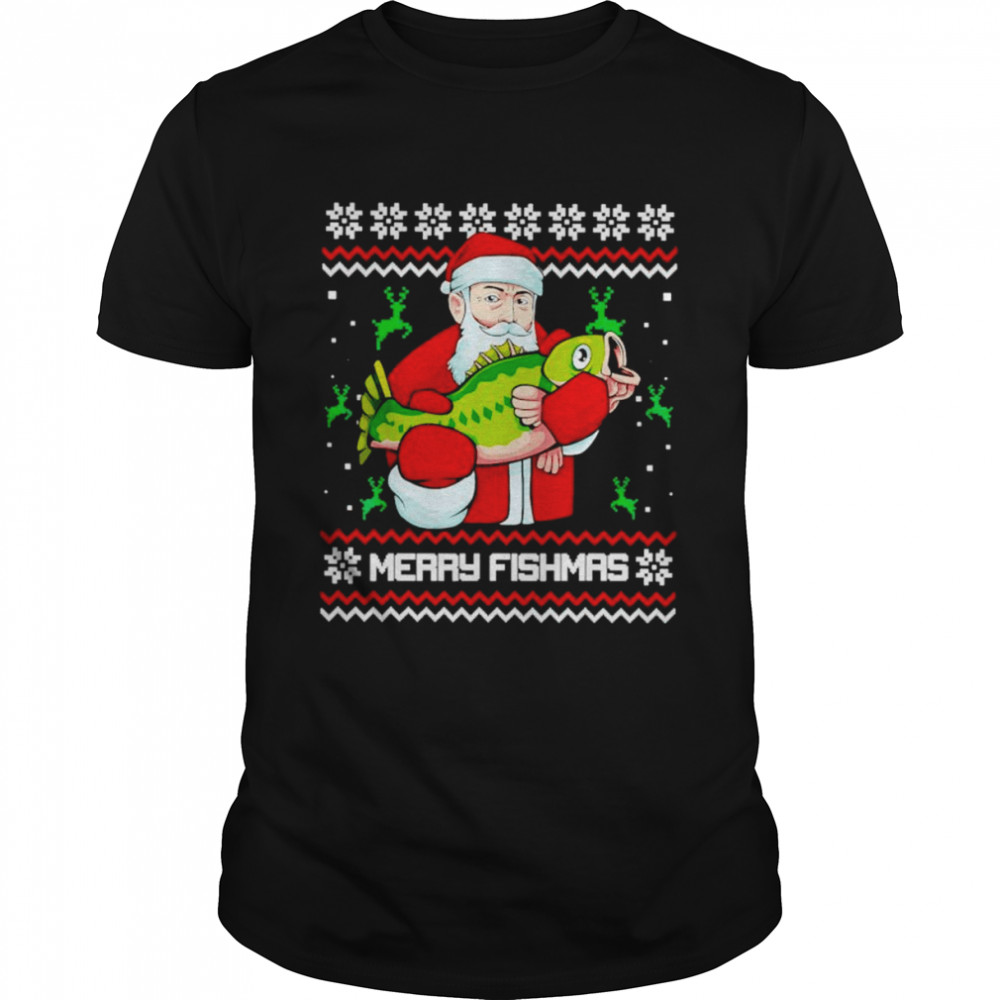 Merry fishmas ugly Christmas Santa bass fishing shirt Classic Men's T-shirt