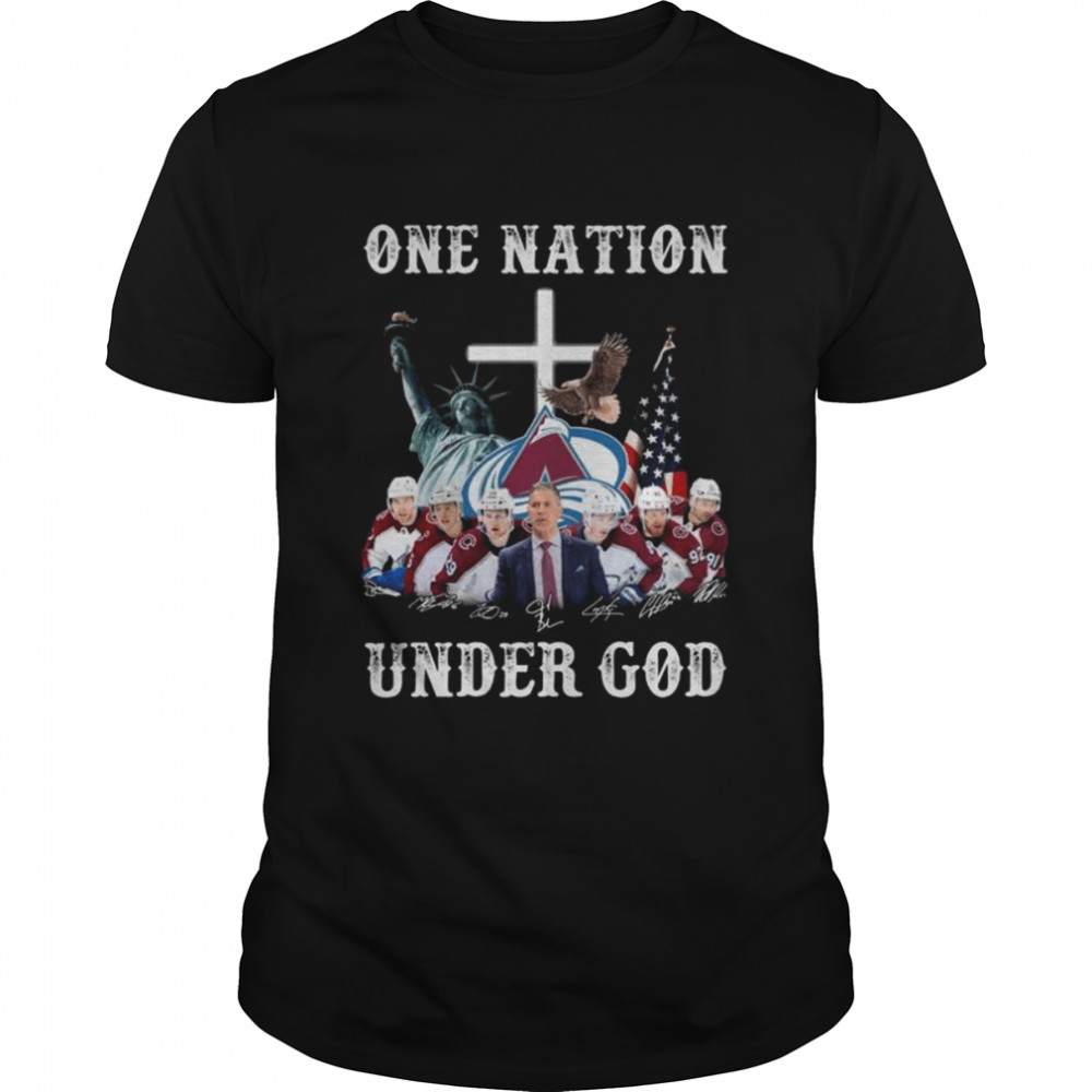Colorado Avalanche one nation under god American flag signatures 2022 shirt
