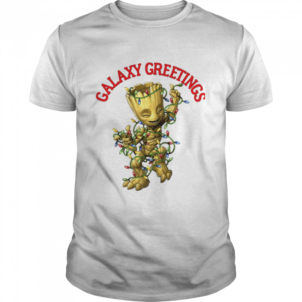 Christmas Tree Galaxy Greetings The Groot shirt