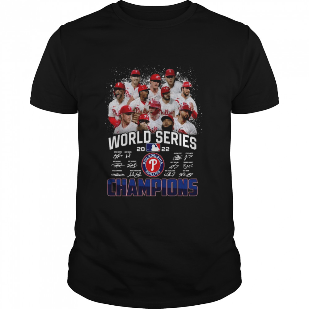 MLB Philadelphia Phillies Team Baseball 2022 World Series Champions Signatures Men’s Shirt