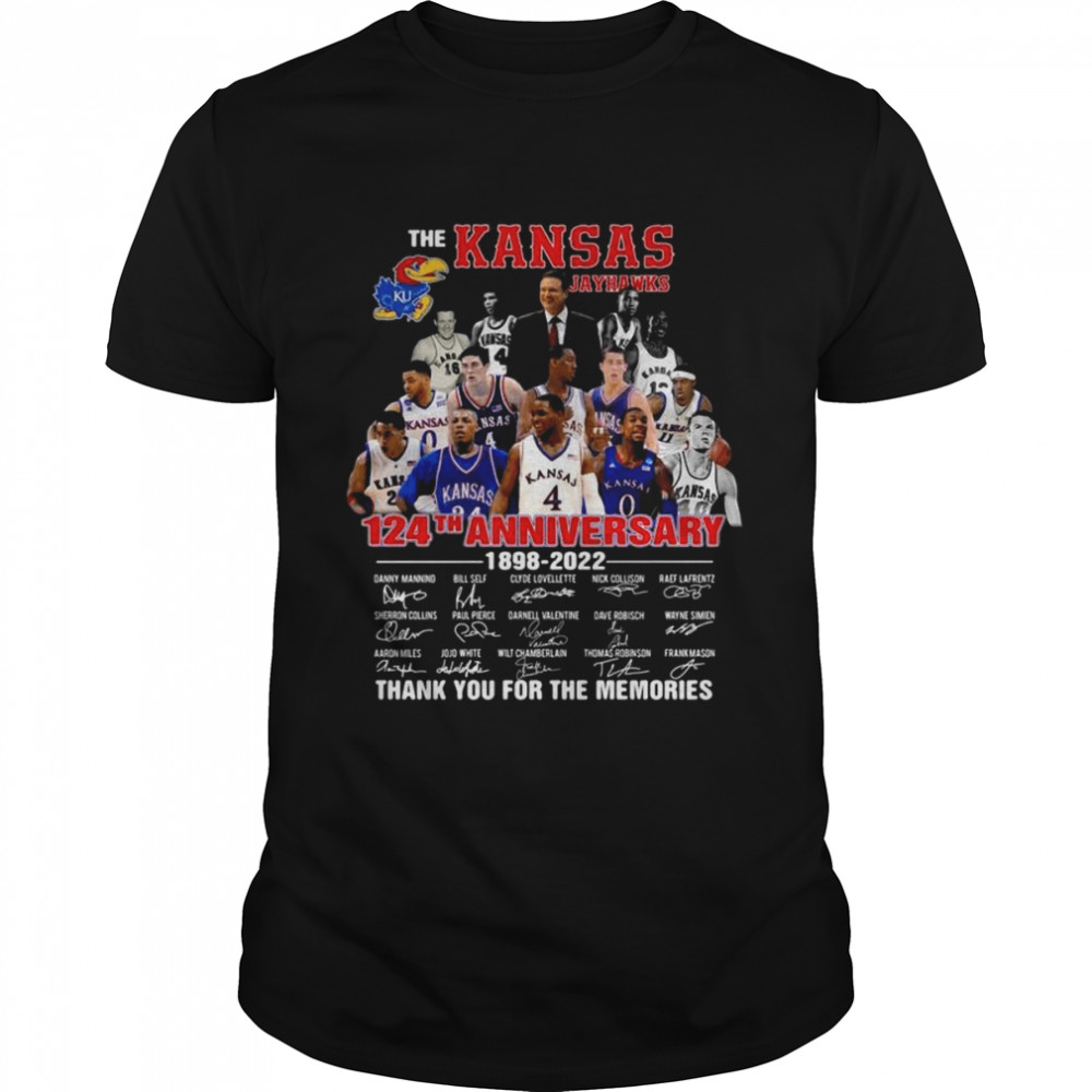 The Kansas Jayhawks 124th Anniversary 1898 2022 Signatures Thank You For The Memories Shirt