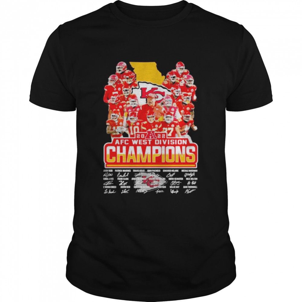 2022 Kansas City Chiefs AFC west division Champions signatures shirt